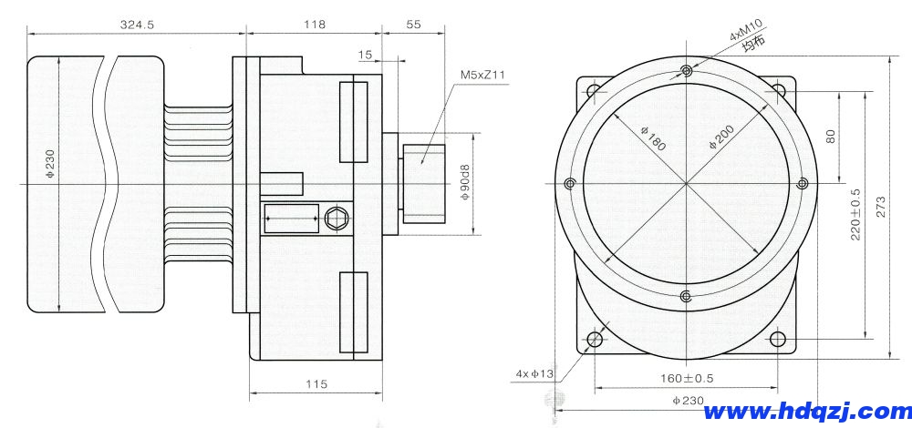 LDA型驅(qū)動裝置外形尺寸圖